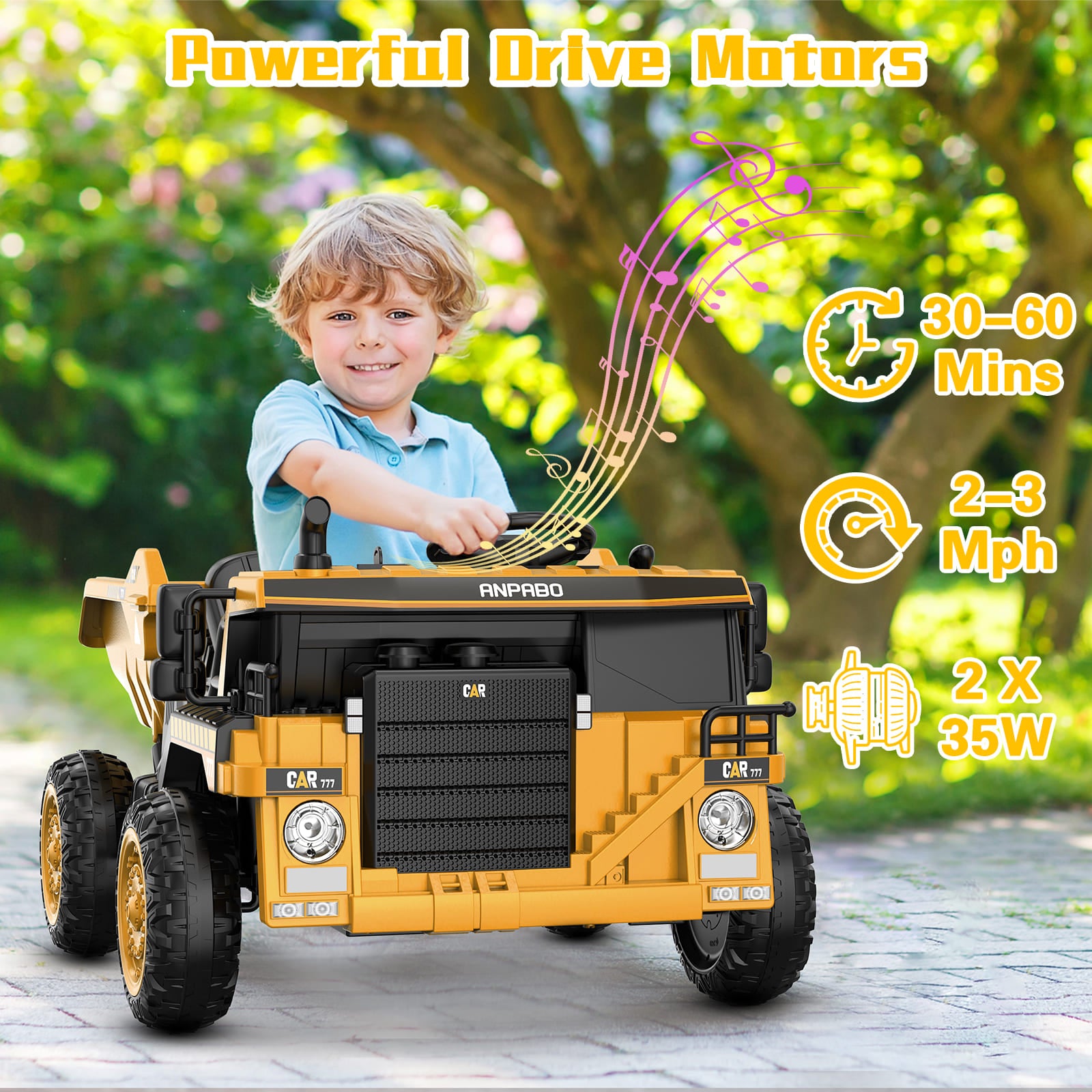 ANPABO 12V Truck Two Seater With Remote/Bluetooth