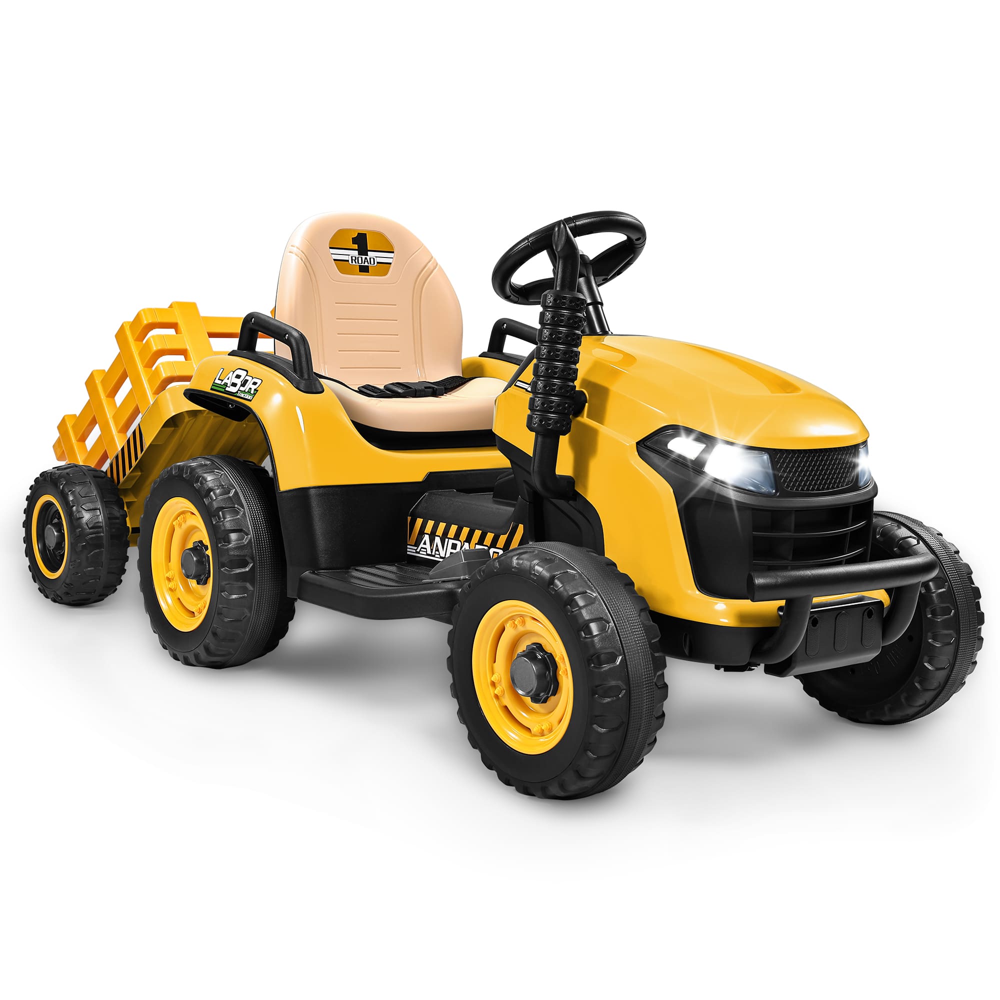 ANPABO 24V Tractor With Remote/Bluetooth, Titleable Trailer Included