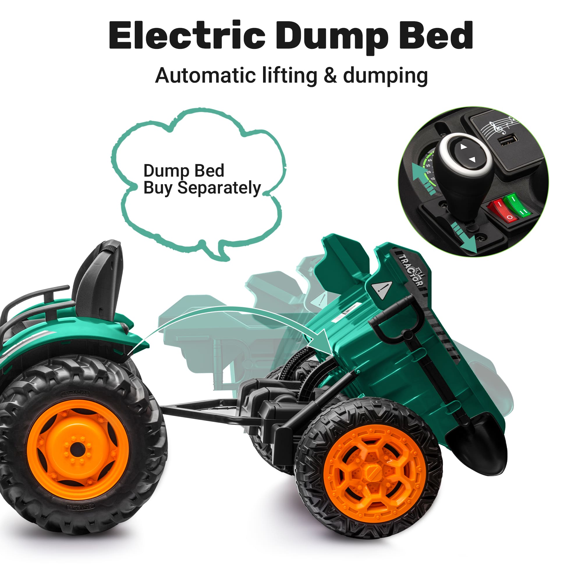 ANPABO 24V Tractor With Remote/Bluetooth-Option dump bed