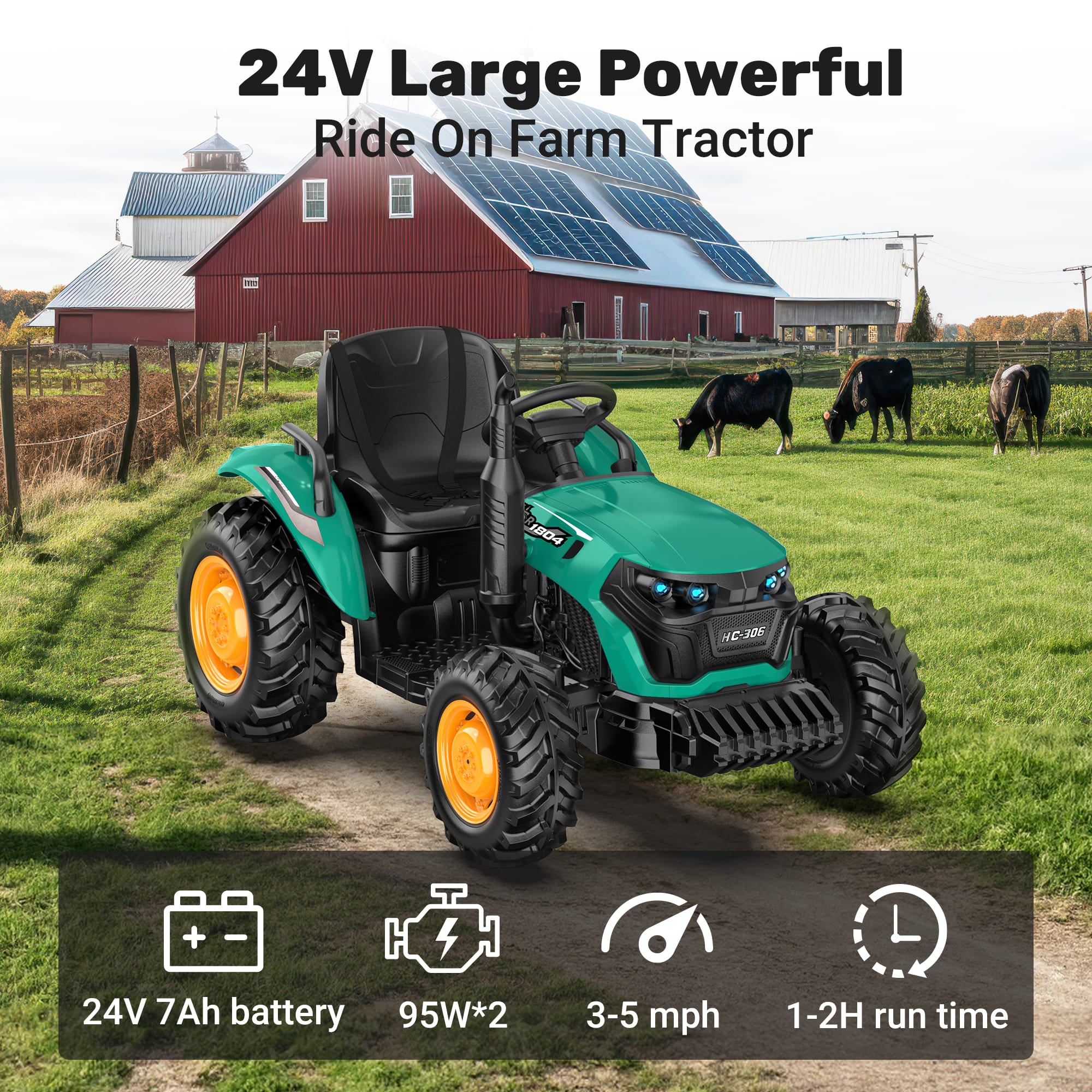 ANPABO 24V Tractor With Remote/Bluetooth-Option dump bed