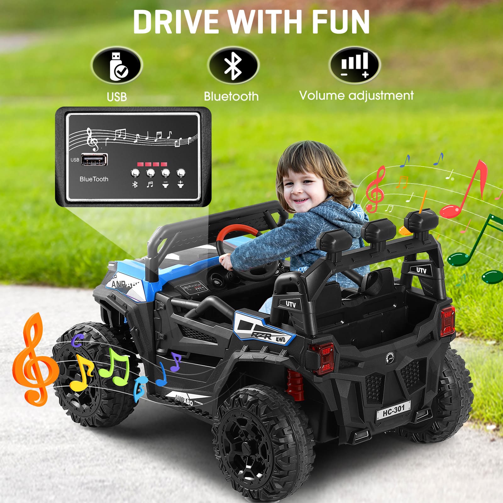 【90% NEW】ANPABO 24V UTV Two Seater With Remote/Bluetooth