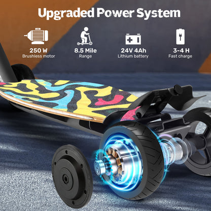 【99% NEW】ANPABO 4-wheel Scooter 24 Volt 5 Speed Foldable 250W For 8-14+ Years Old