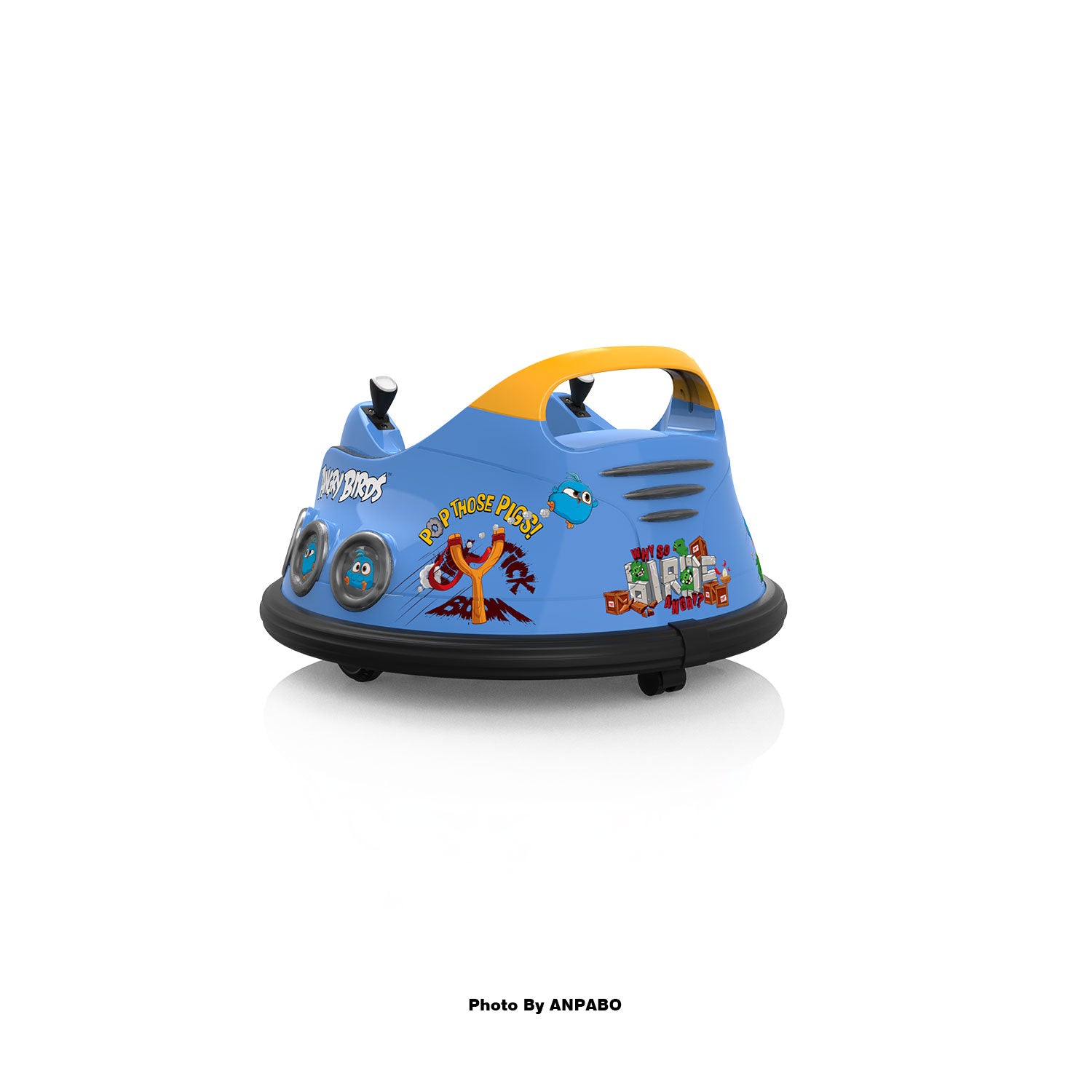 ANPABO Toddler Bumper Car: 360° Spin, Remote, Lights & Bluetooth-blue