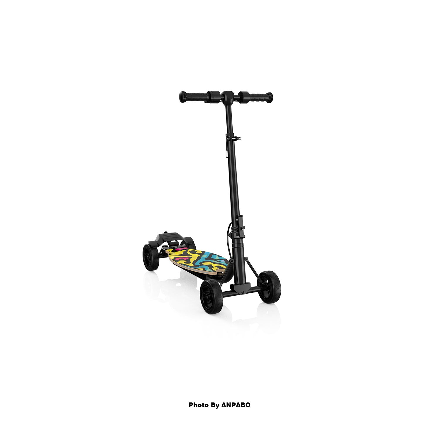 Safe 4-Wheel Scooter for Girls - LED Light-Up Deck, Adjustable & Foldable – Abstract Wave