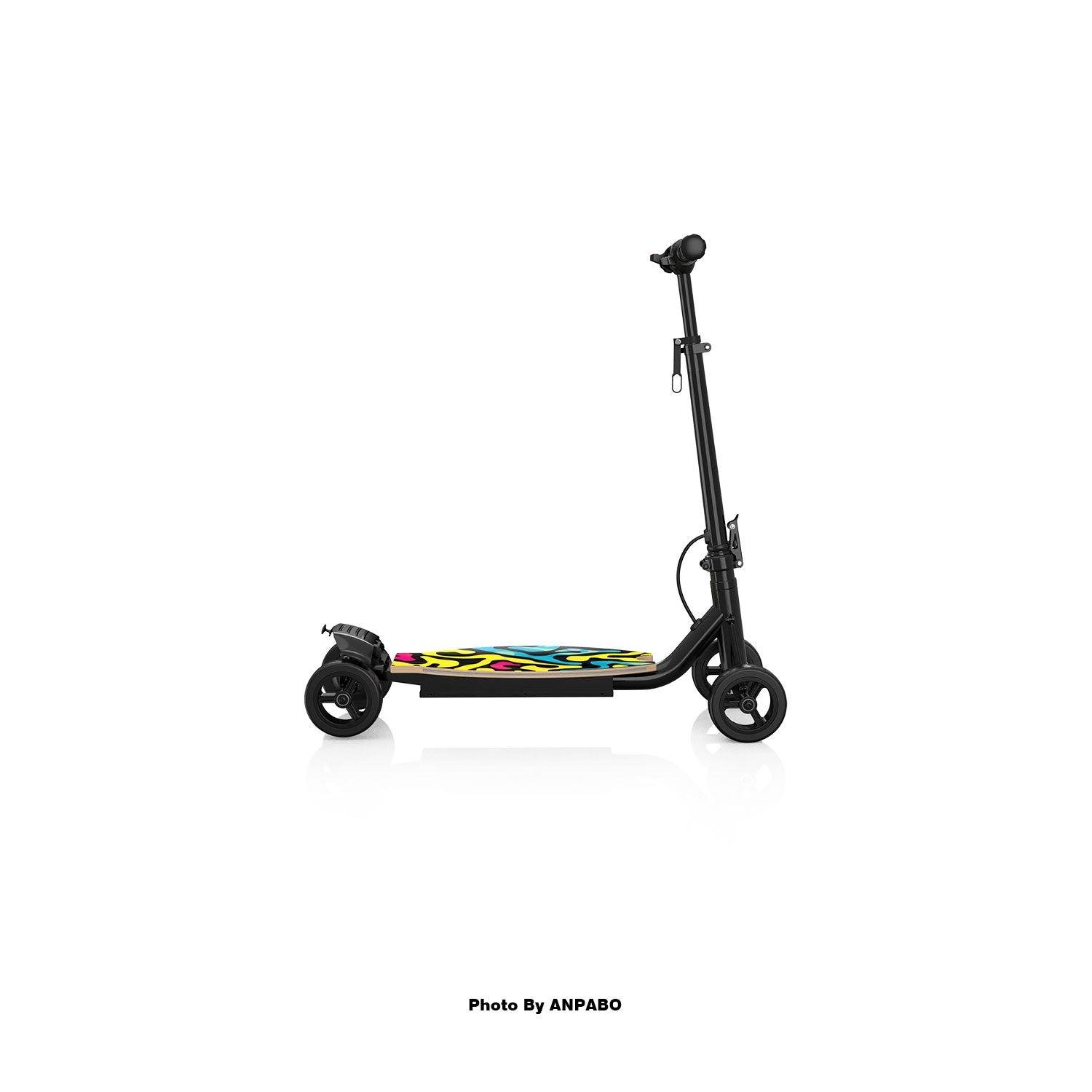 Safe 4-Wheel Scooter for Girls - LED Light-Up Deck, Adjustable & Foldable – Abstract Wave