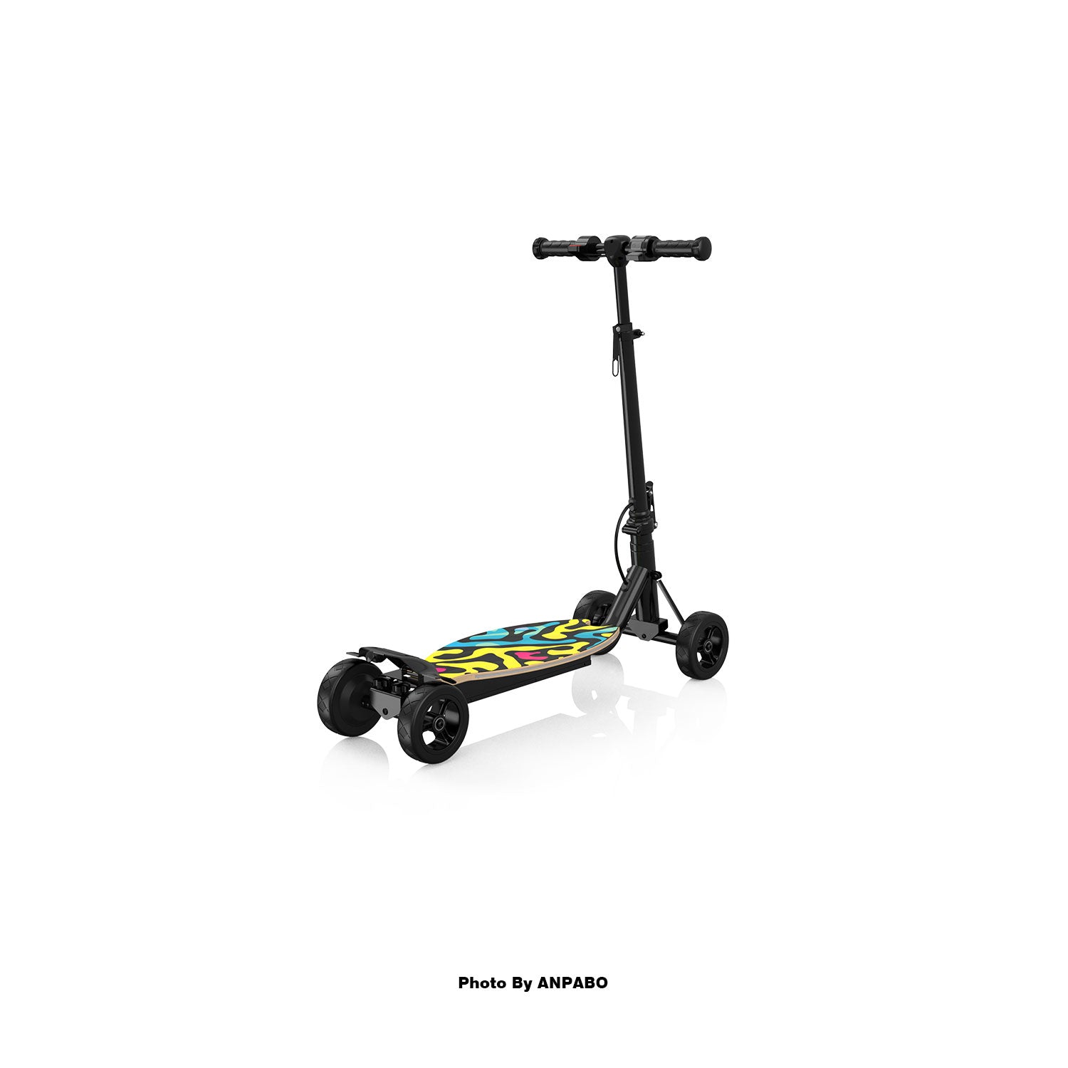 Safe 4-Wheel Scooter for Girls - LED Light-Up Deck, Adjustable & Foldable – Abstract Wave
