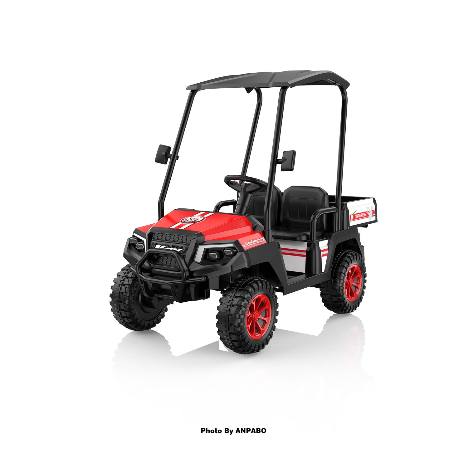 Kids 4WD Ride-On Golf Cart with Awning-red