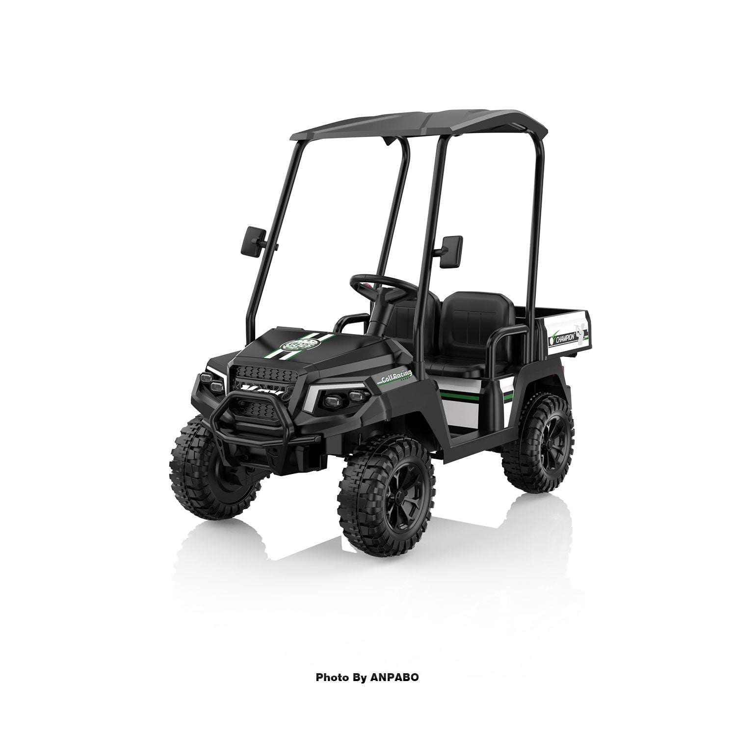 Kids 4WD Ride-On Golf Cart with Awning-black