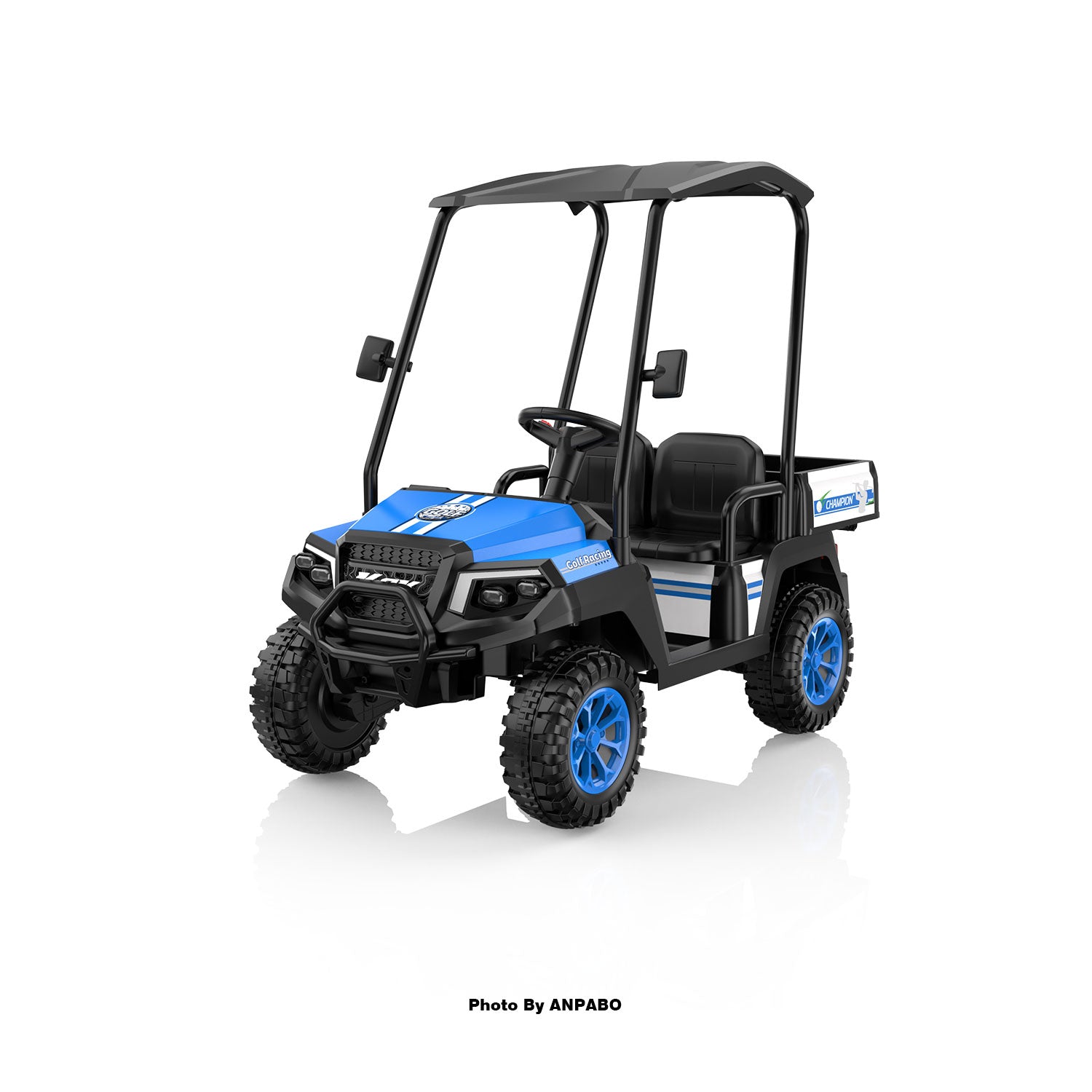 Kids 4WD Ride-On Golf Cart with Awning-blue