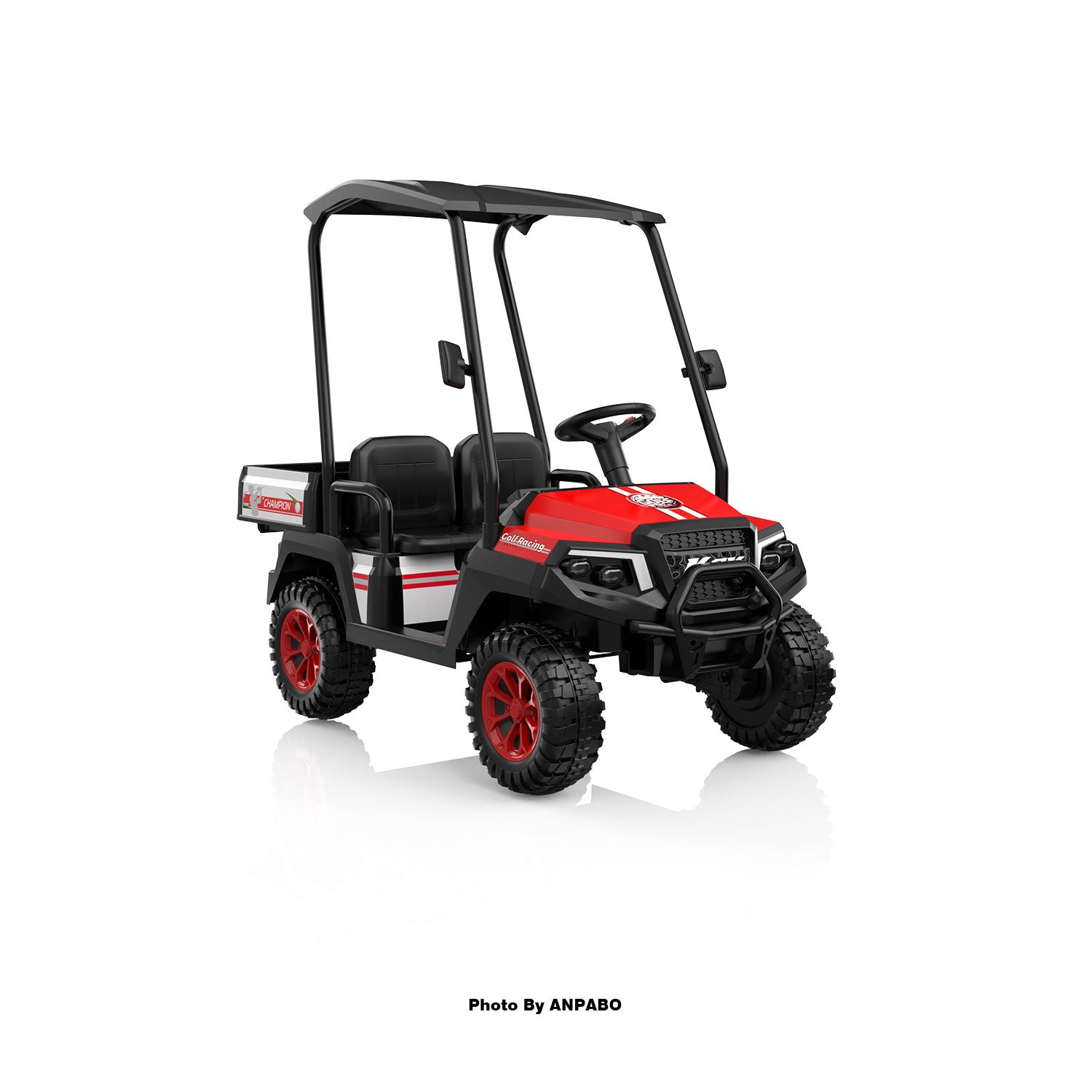 Kids 4WD Ride-On Golf Cart with Awning-red