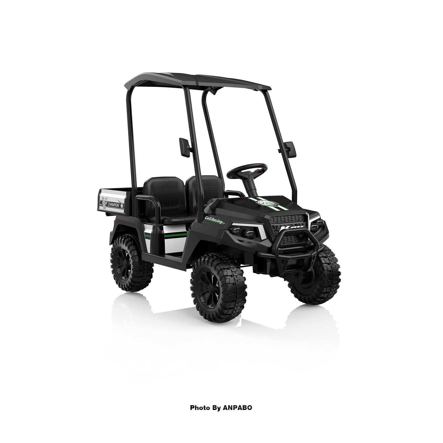 Kids 4WD Ride-On Golf Cart with Awning-black