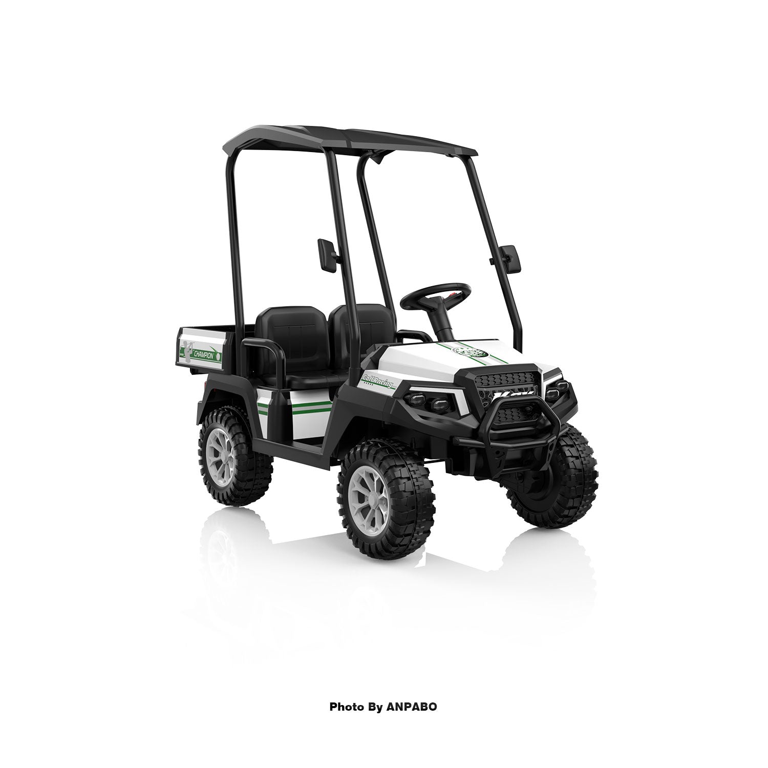 Kids 4WD Ride-On Golf Cart with Awning-white