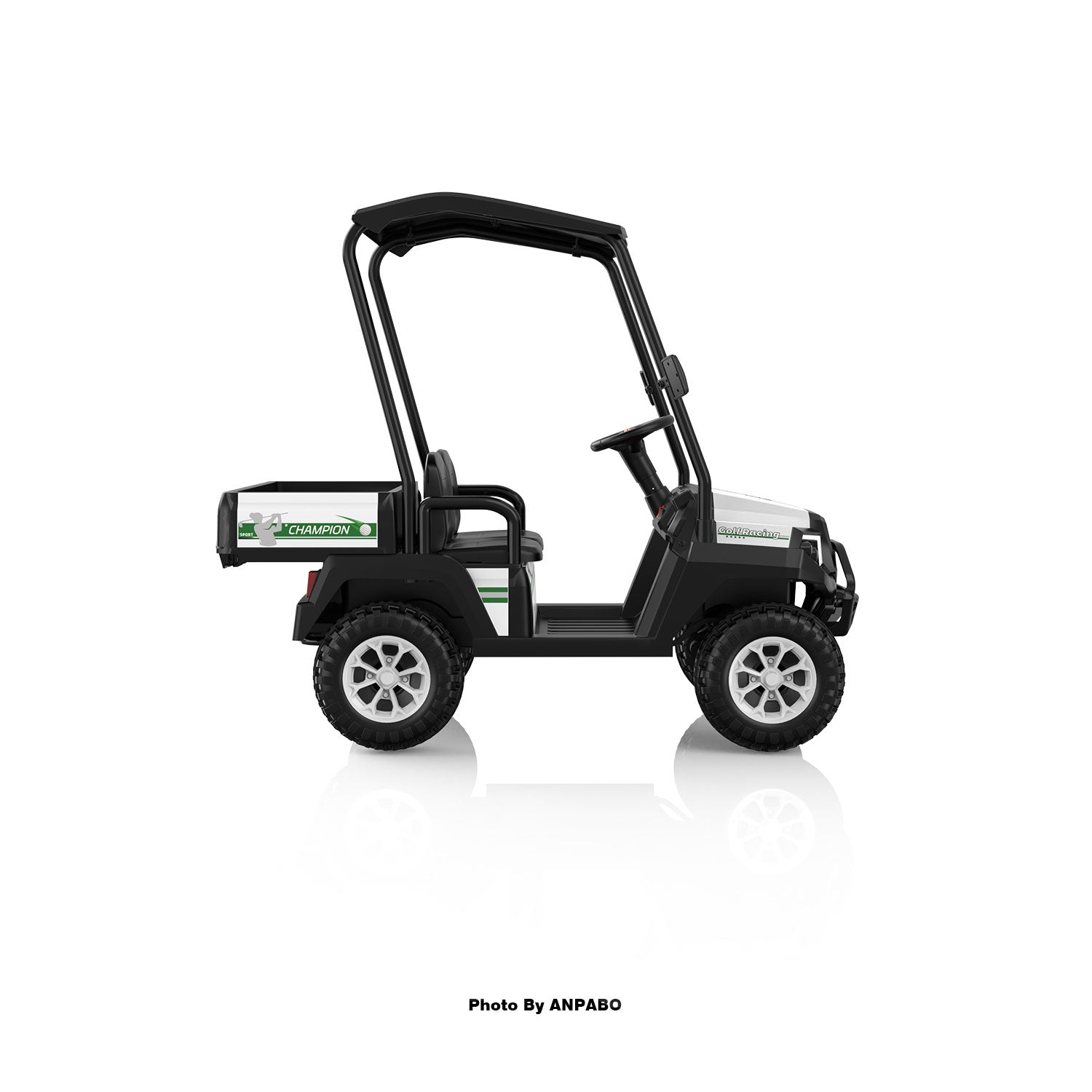 Kids 4WD Ride-On Golf Cart with Awning-white