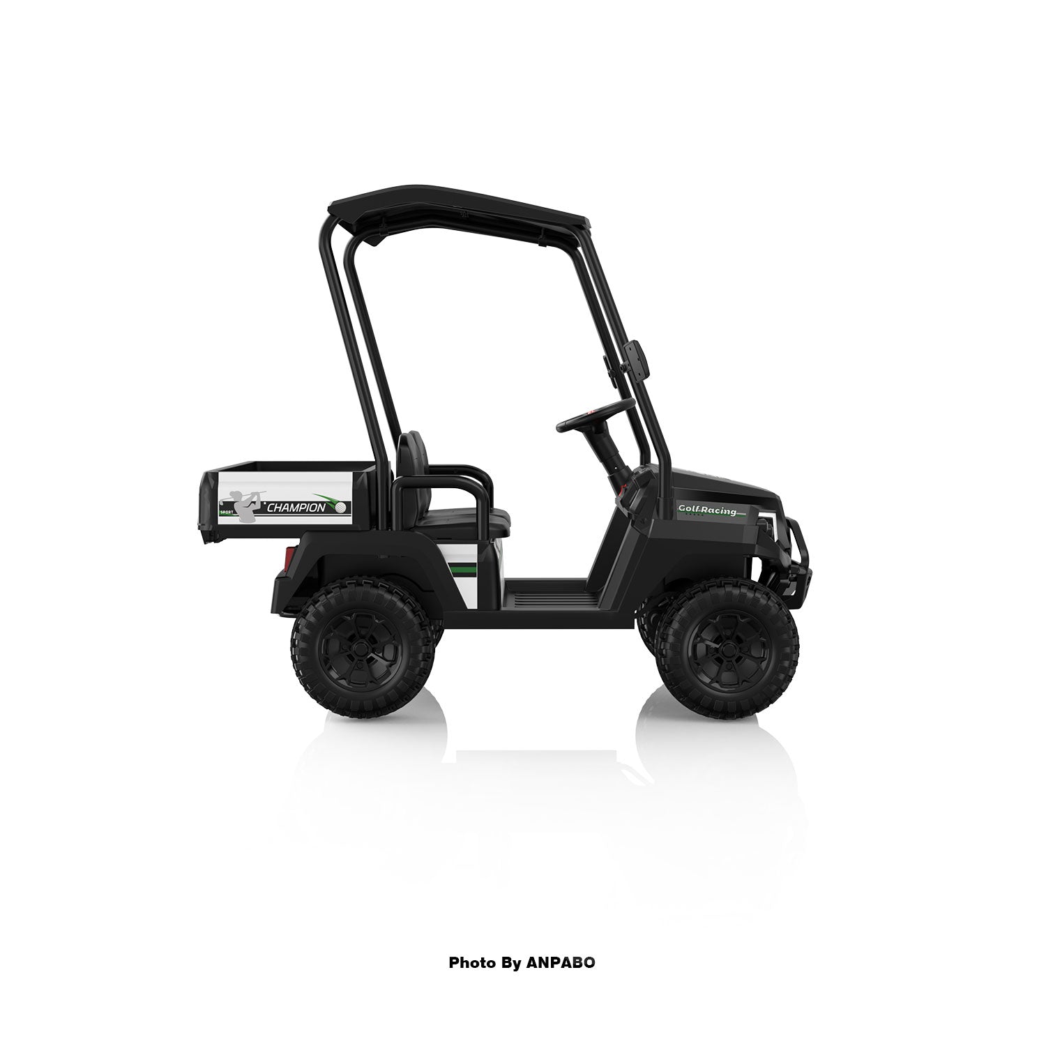 Kids 4WD Ride-On Golf Cart with Awning-black