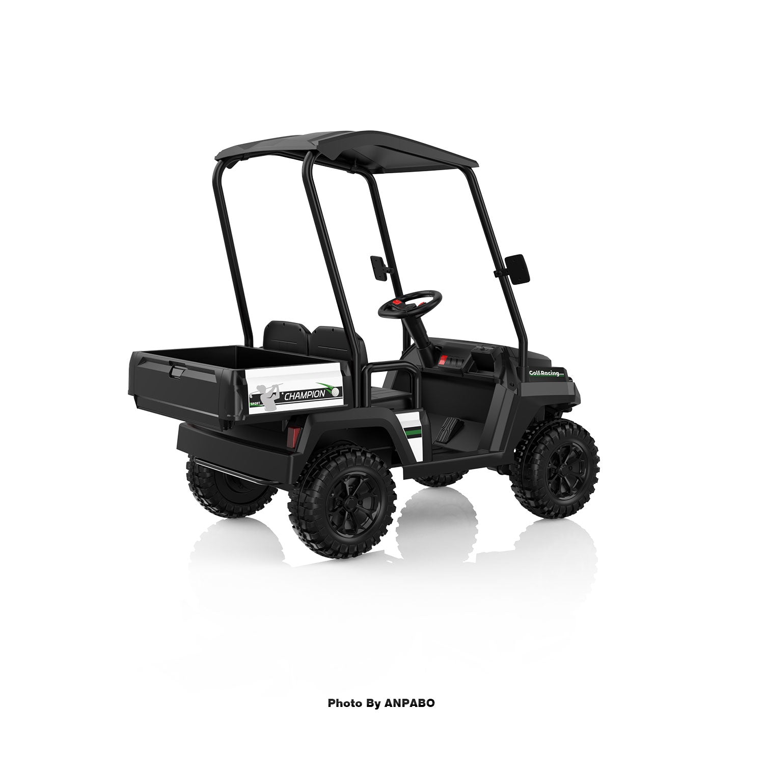 Kids 4WD Ride-On Golf Cart with Awning-black