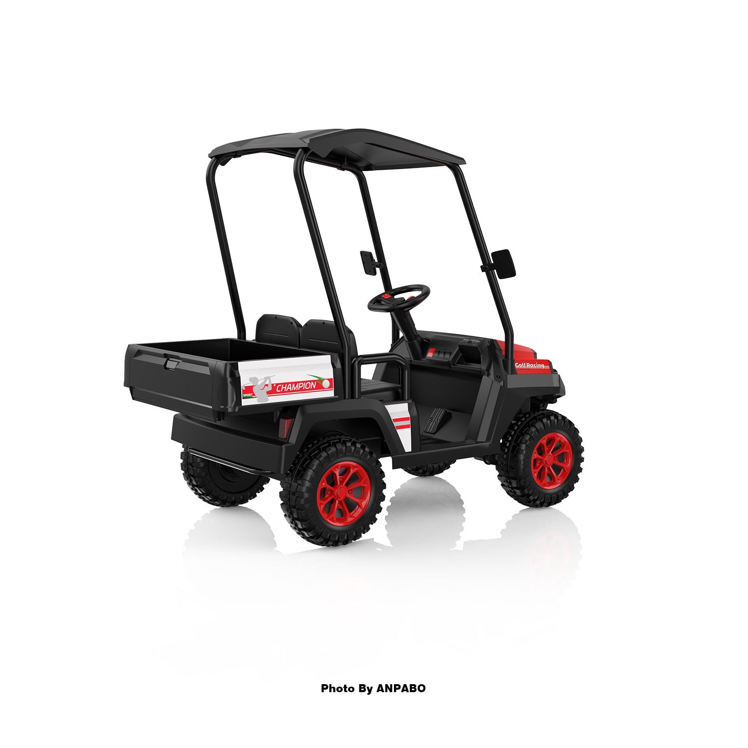 Kids 4WD Ride-On Golf Cart with Awning-red