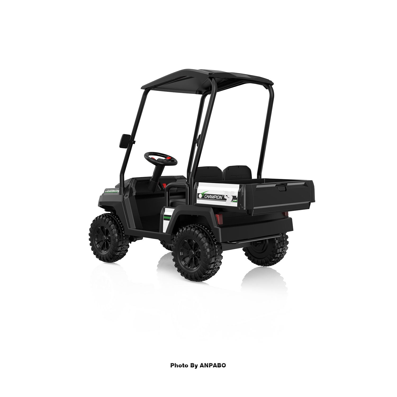 Kids 4WD Ride-On Golf Cart with Awning-black