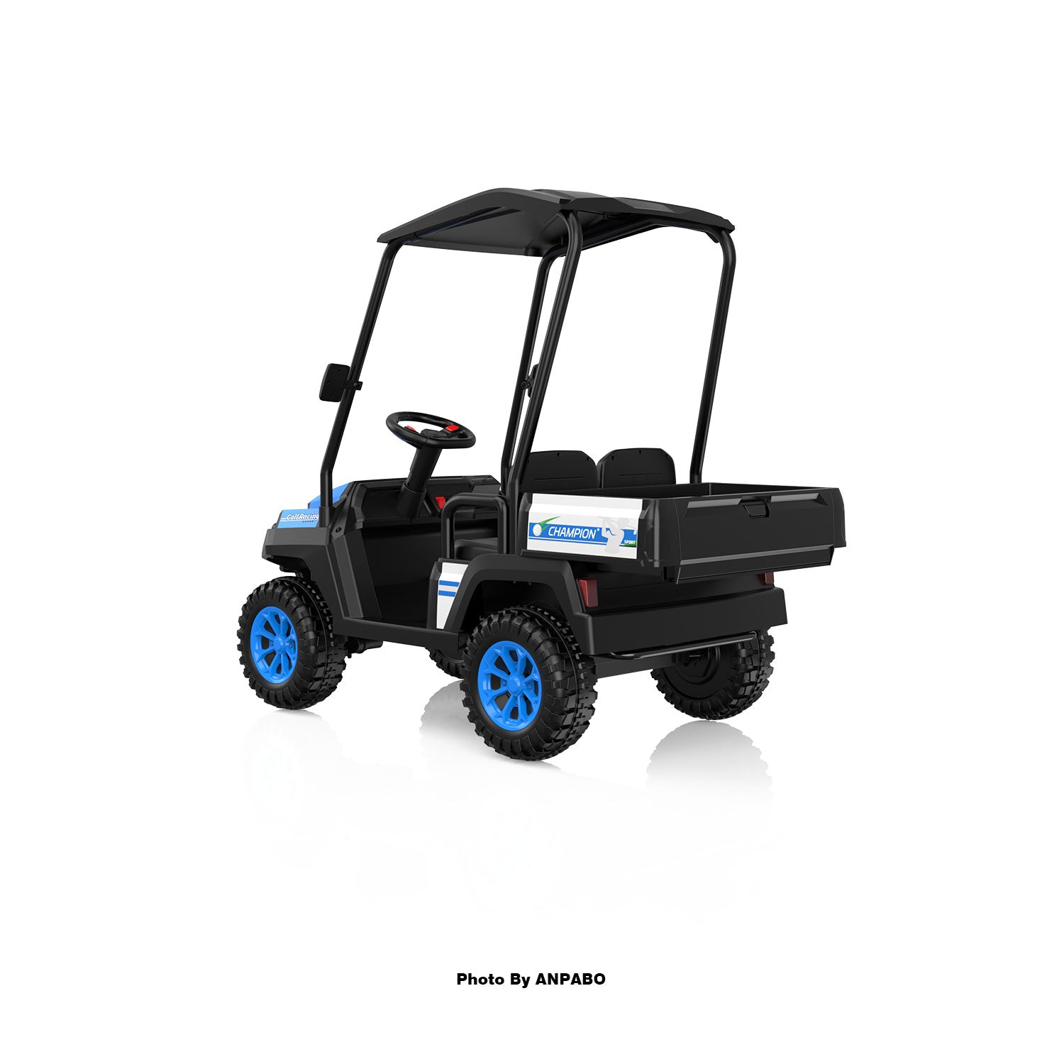 Kids 4WD Ride-On Golf Cart with Awning-blue