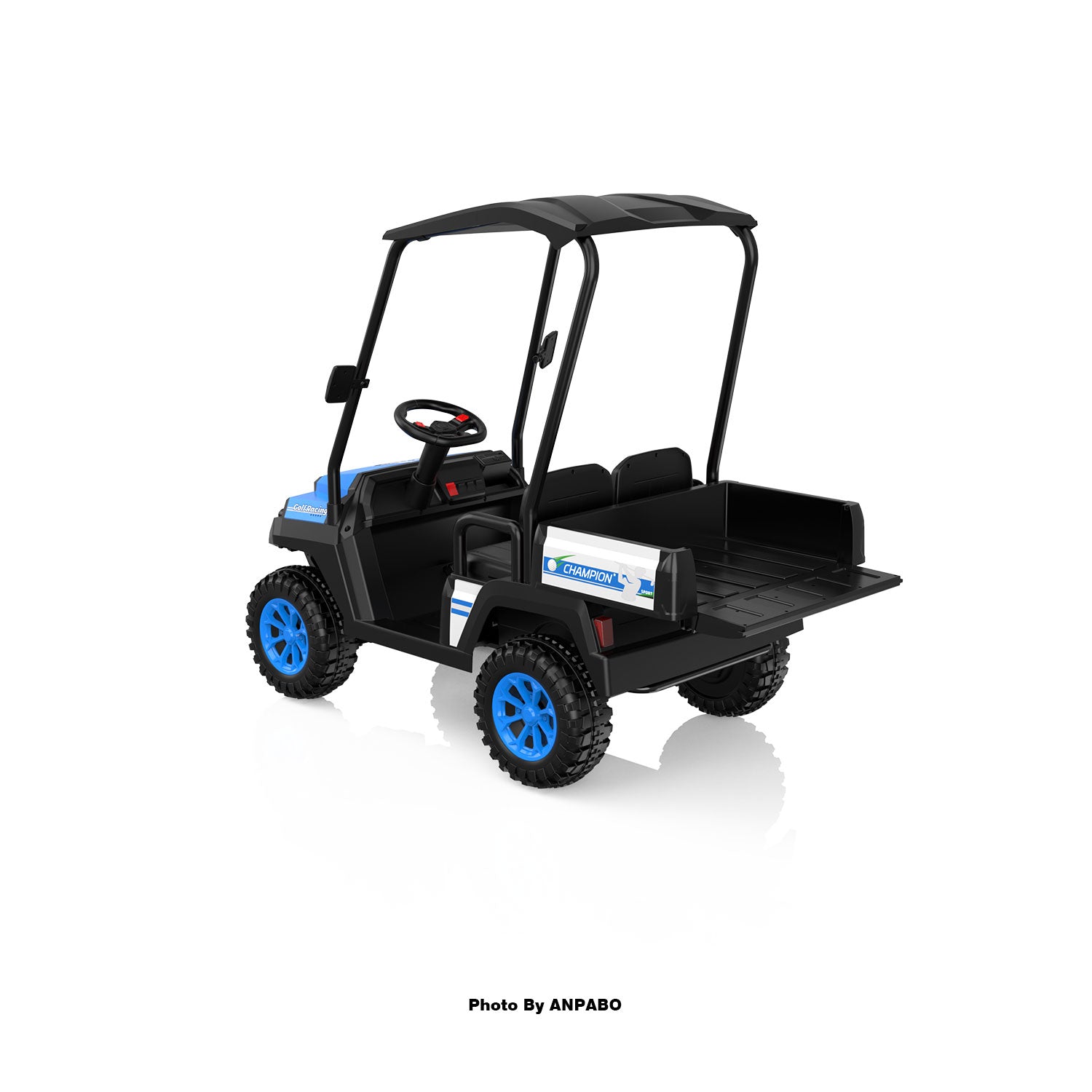 Kids 4WD Ride-On Golf Cart with Awning-blue