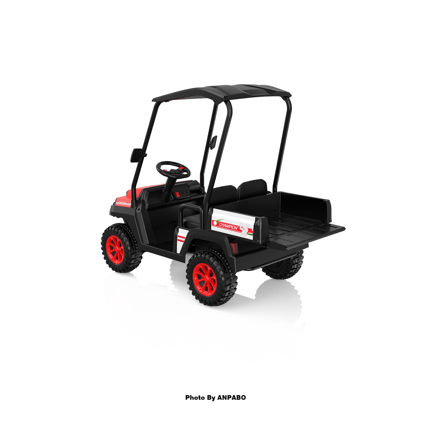 Kids 4WD Ride-On Golf Cart with Awning-red