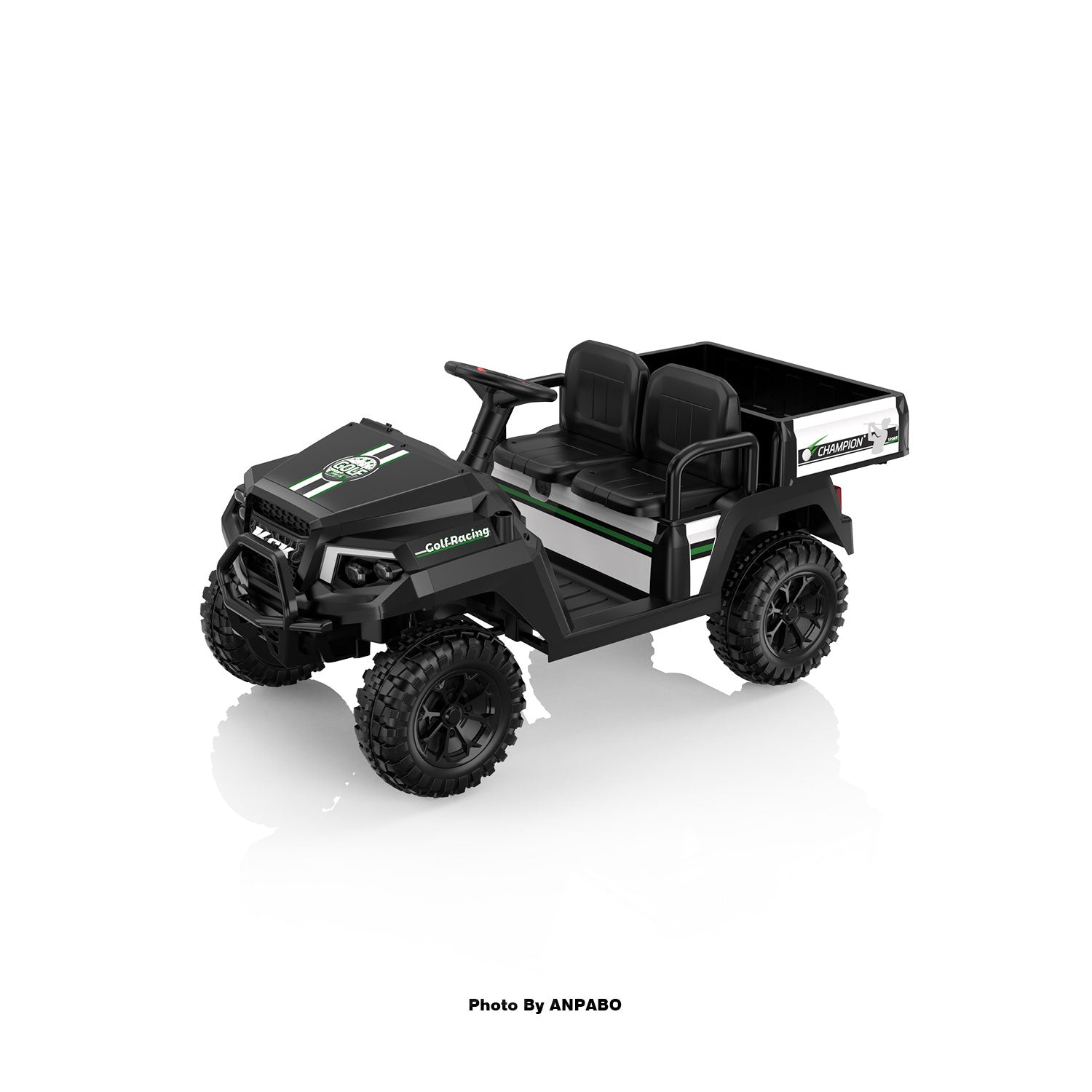 Kids 4WD Ride-On Golf Cart with Awning-black