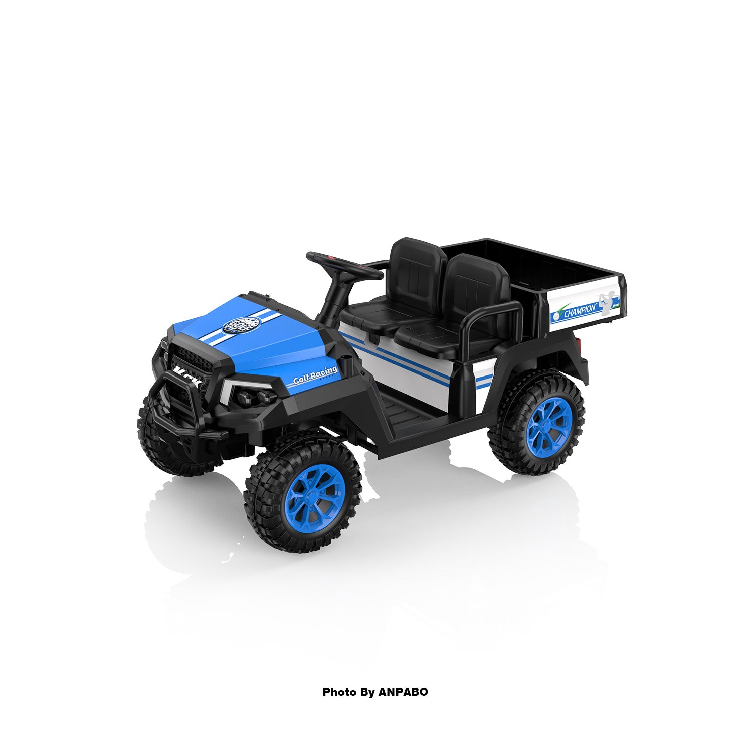 Kids 4WD Ride-On Golf Cart with Awning-blue