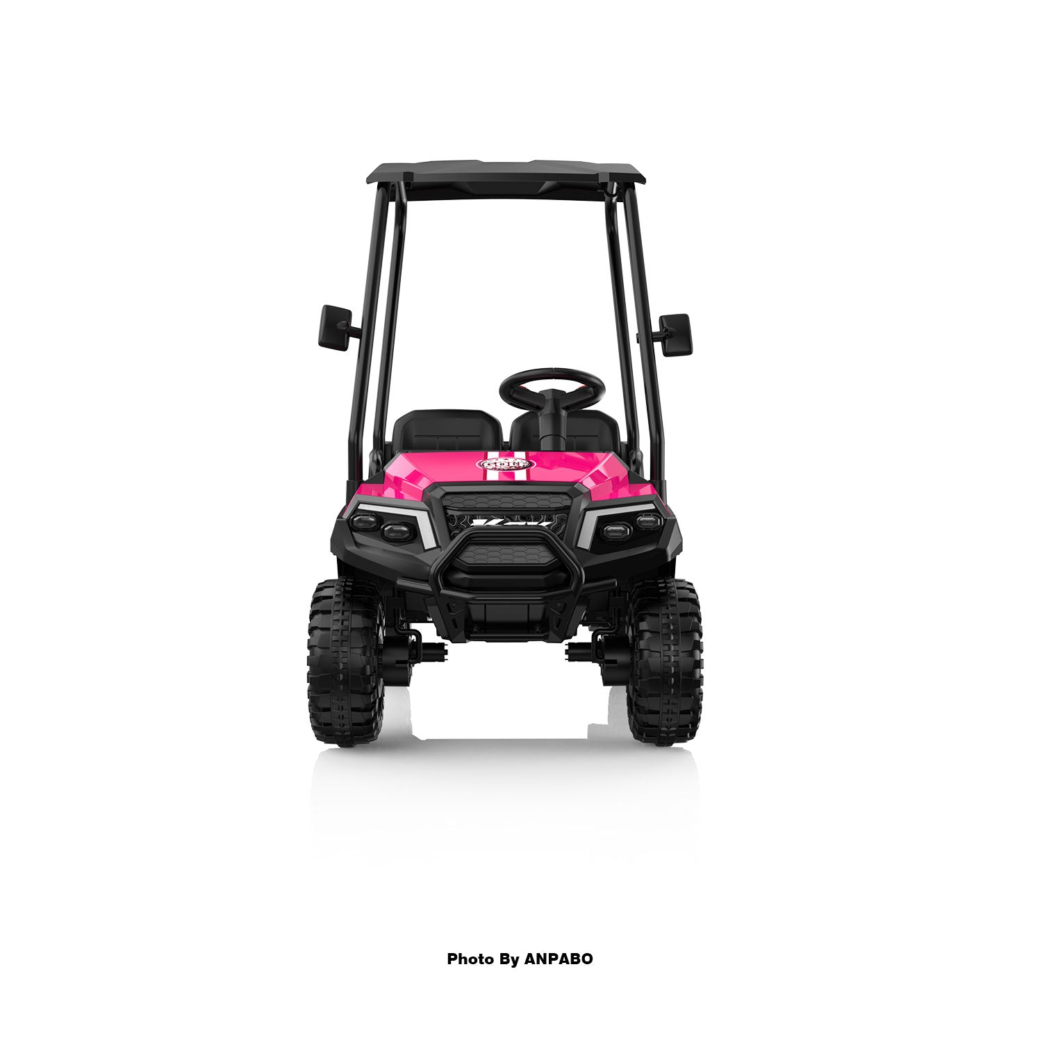 Kids 4WD Ride-On Golf Cart with Awning-rose red