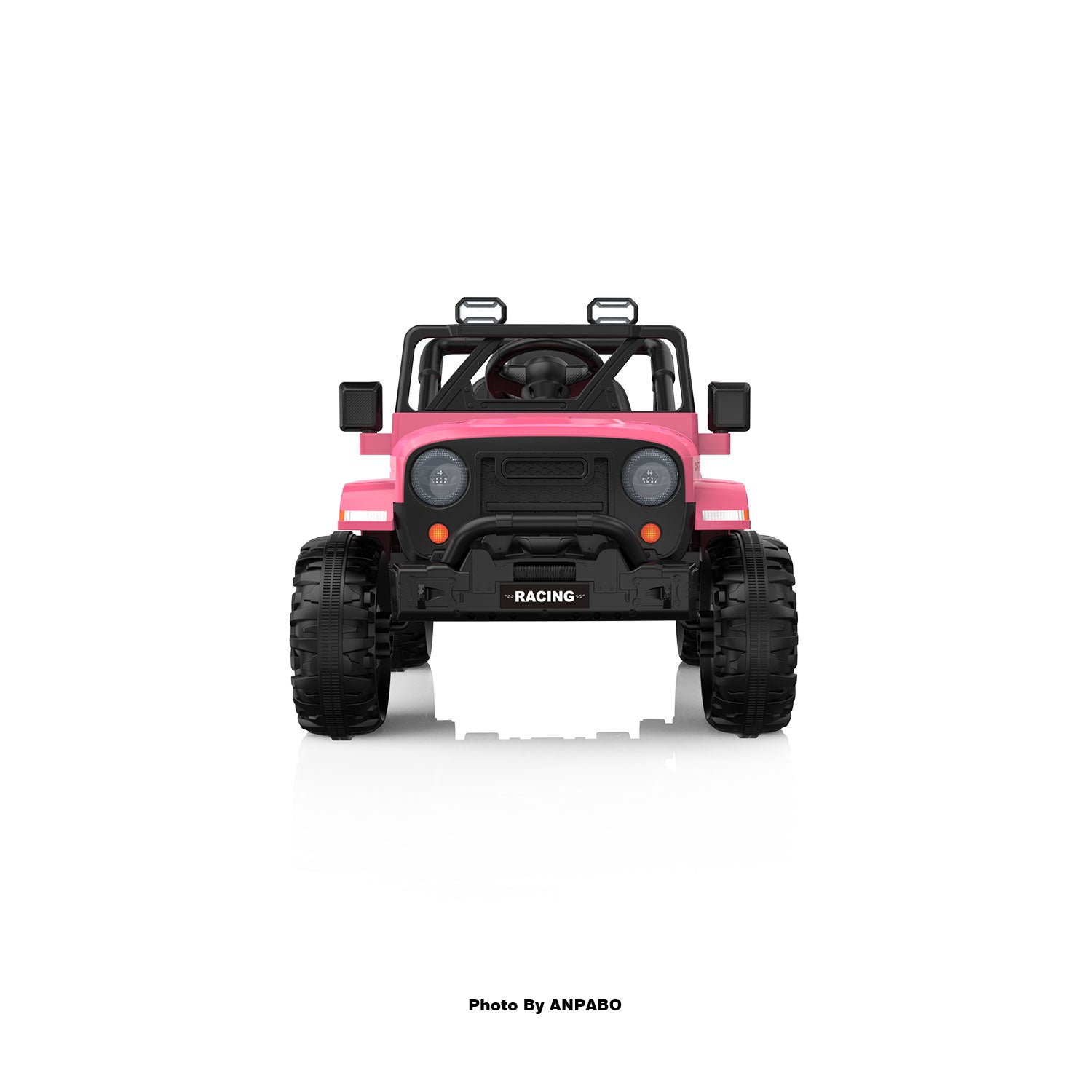 12V Kids Jeep Ride-On Car with RC, Bluetooth & LED Lights-pink