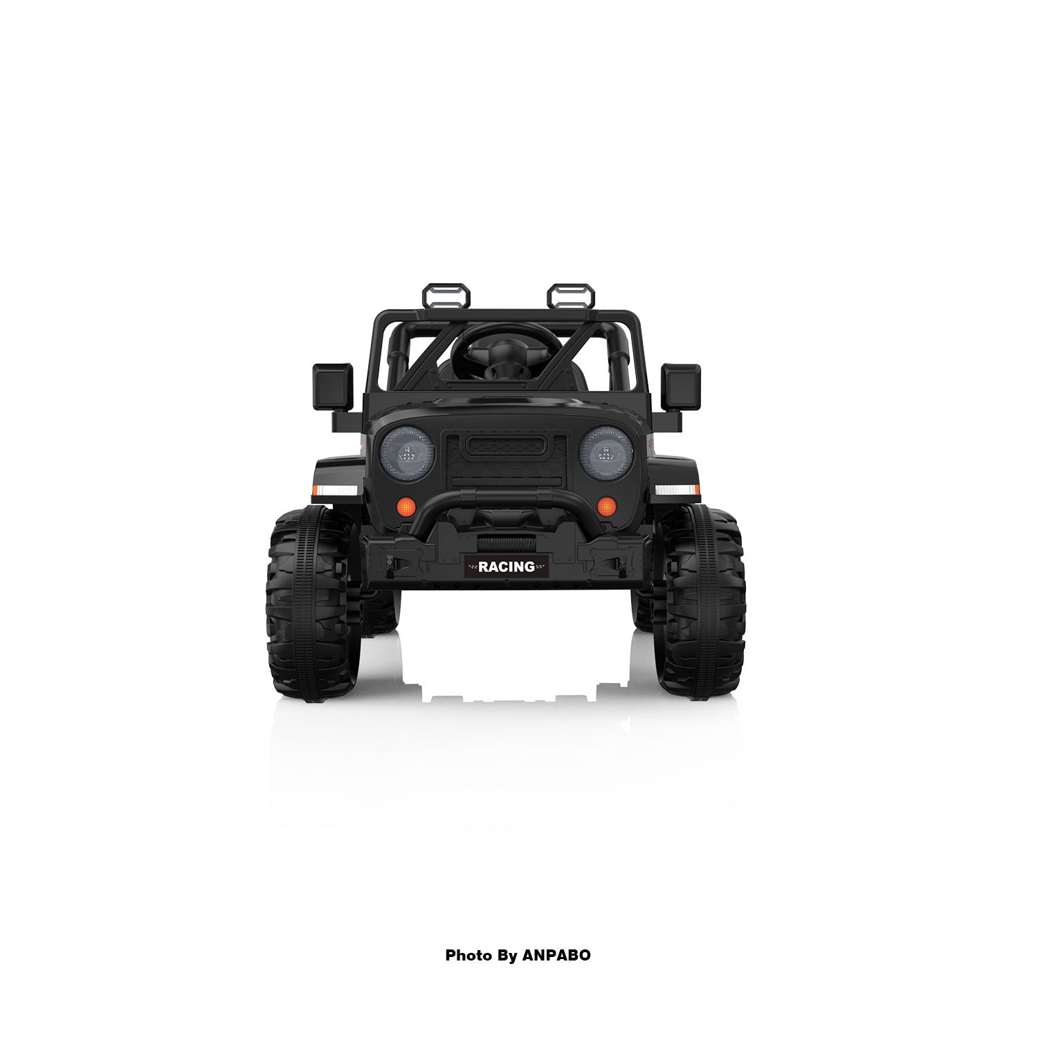 12V Kids Jeep Ride-On Car with RC, Bluetooth & LED Lights-black