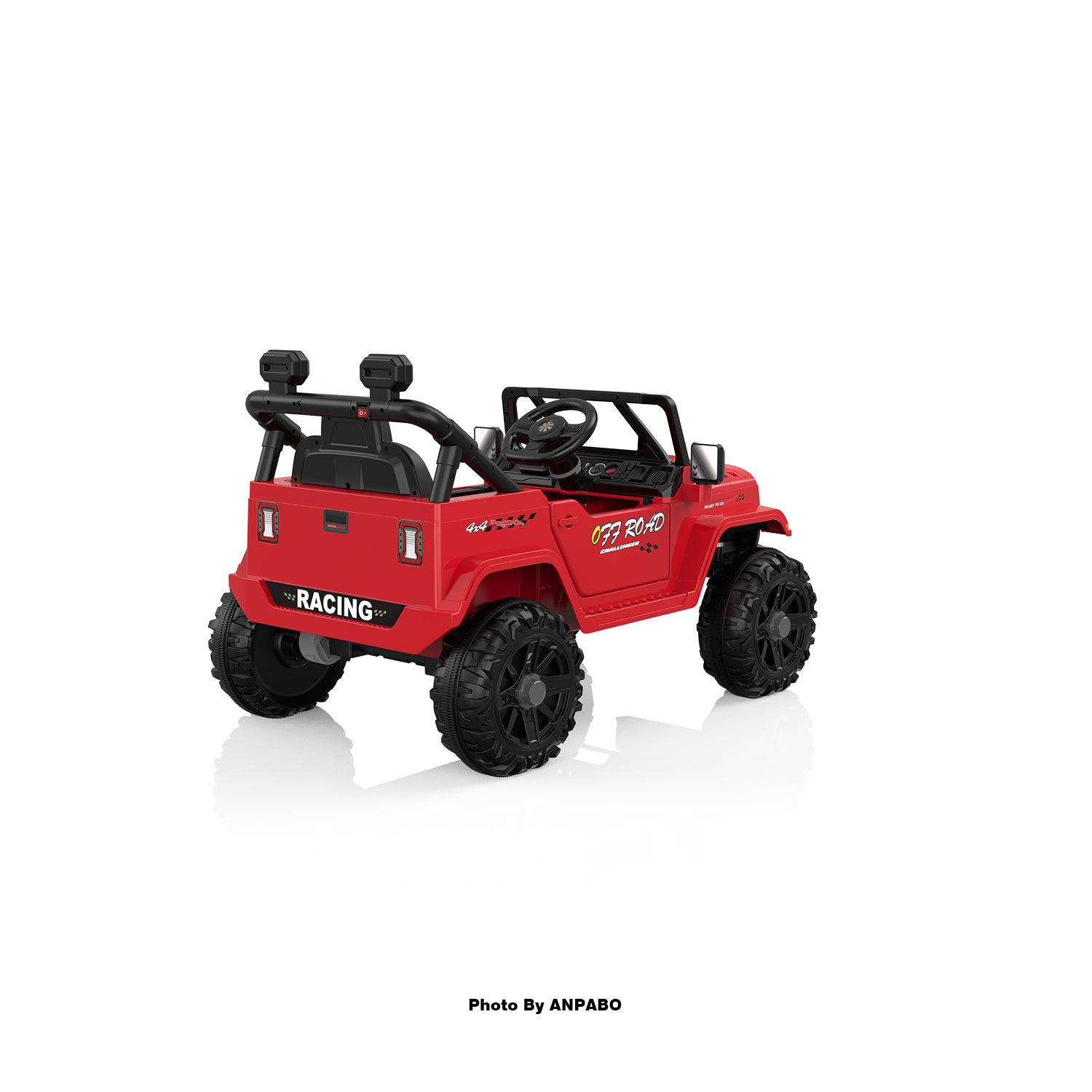12V Kids Jeep Ride-On Car with RC, Bluetooth & LED Lights-red