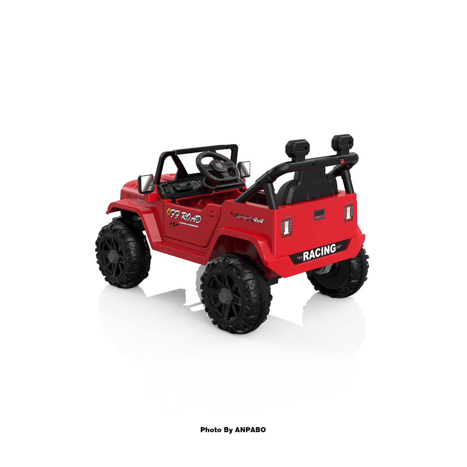 12V Kids Jeep Ride-On Car with RC, Bluetooth & LED Lights-red