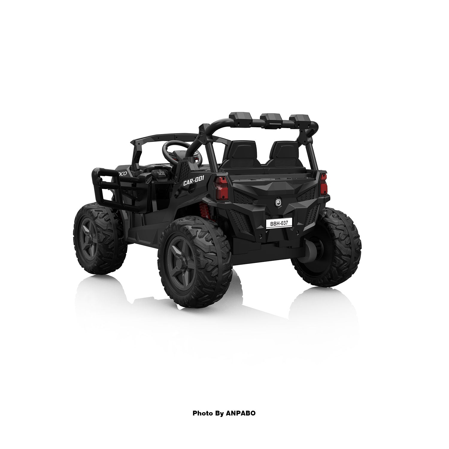 24V 4x200W 2-Seater Ride-On Truck | 4WD, EVA Tires, Remot-black
