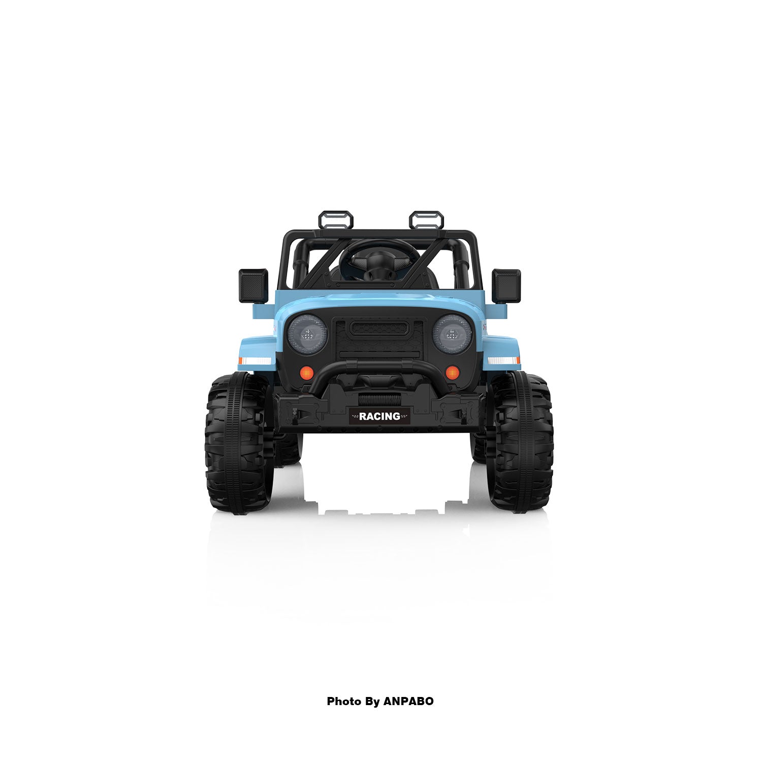 12V Kids Jeep Ride-On Car with RC, Bluetooth & LED Lights-blue